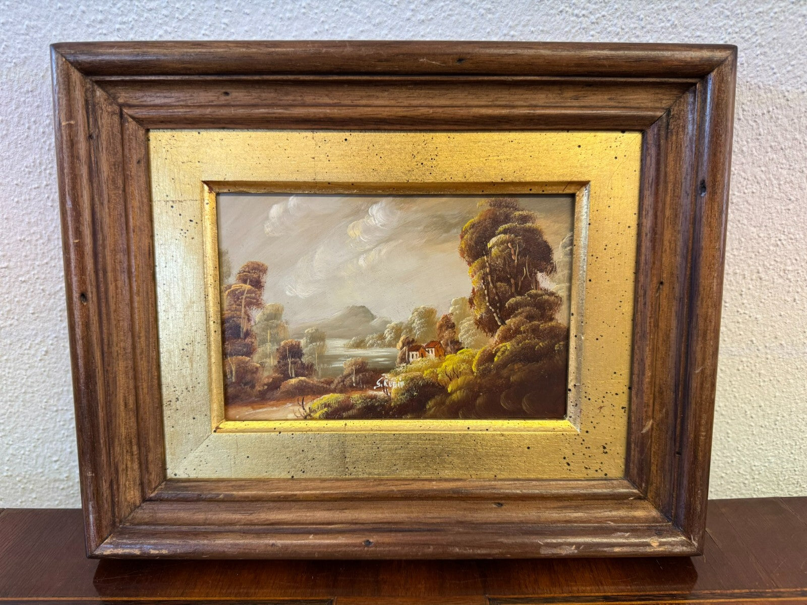 Ölgemälde Öl Gemälde Romantische Landschaft gerahmt signiert Karton – Arthome24