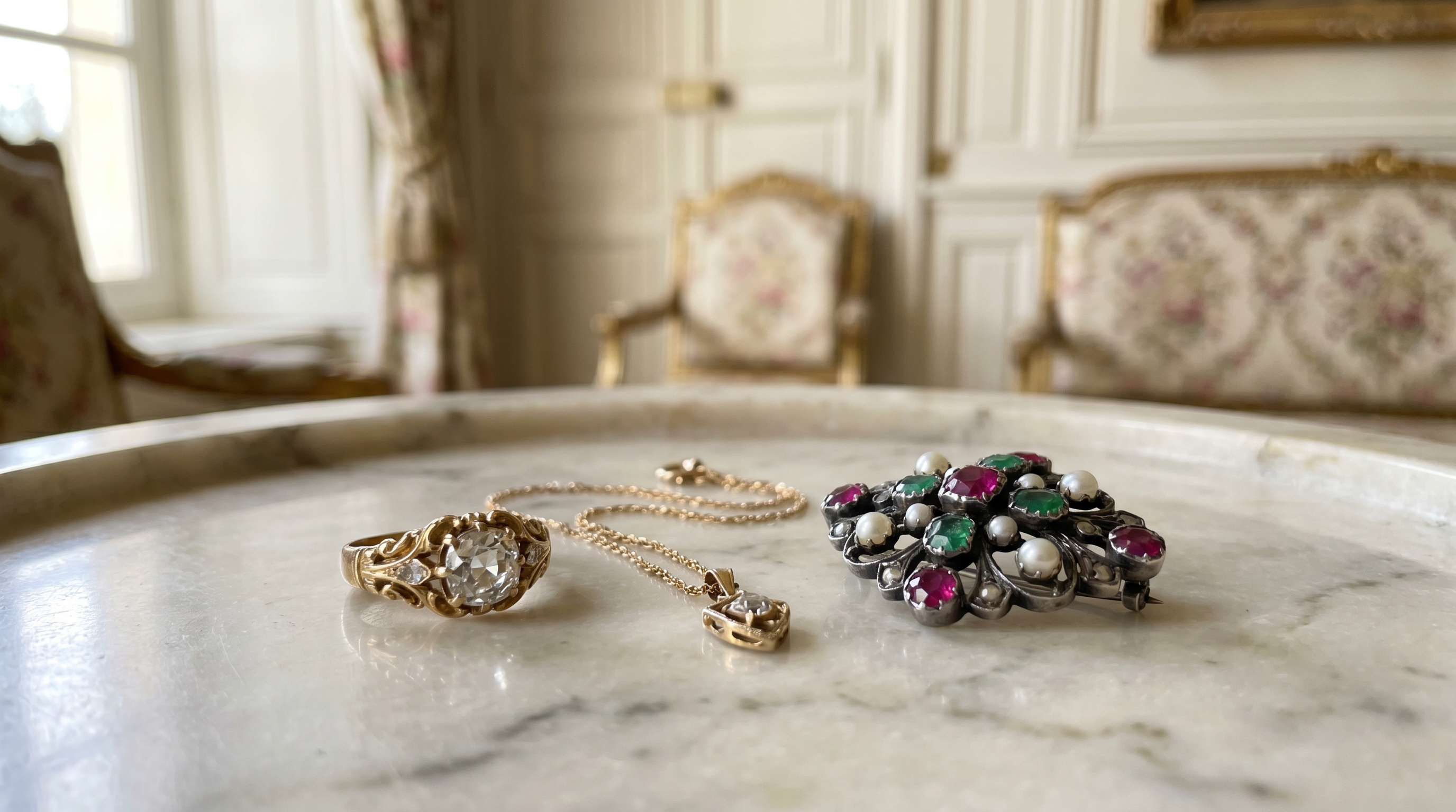 Antiker Goldschmuck mit Edelsteinen