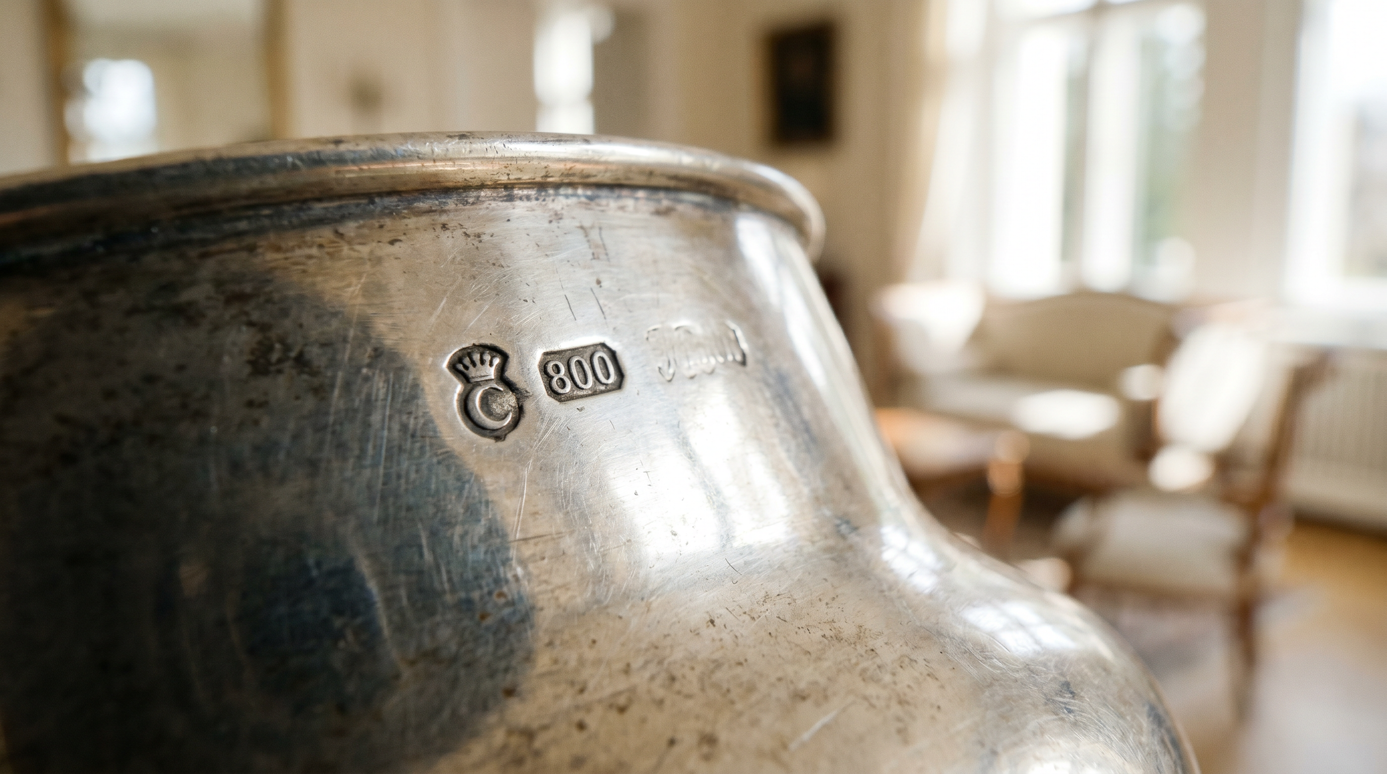 Silberpunzen: Halbmond, Krone und 800
