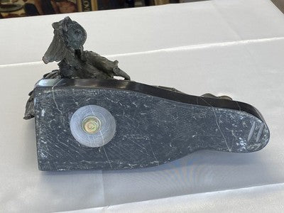 Bronze-Engel mit Laute auf Marmorsockel, 16,5 cm