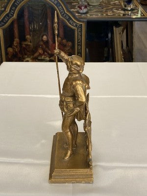 Landsknecht-Figur mit Hellebarde, goldfarben, 26 cm