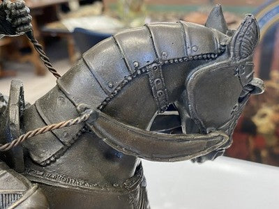 Milo Bronze Ritter zu Pferd auf Marmorsockel, 31 cm
