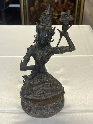 Bodhisattva Manjushri – Bronzeskulptur, wohl China um 1940