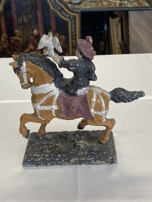 Figur Falknerin zu Pferd mit Falke, 18,9 cm