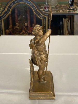Landsknecht-Figur mit Hellebarde, goldfarben, 26 cm