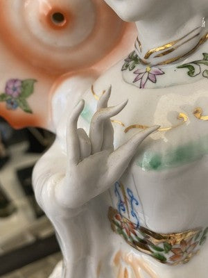 Geisha Porzellanfigur mit Sonnenschirm, 44,5 cm