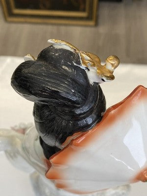 Geisha Porzellanfigur mit Sonnenschirm, 44,5 cm