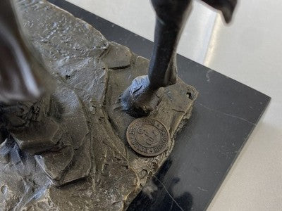 Milo Bronze Ritter zu Pferd auf Marmorsockel, 31 cm