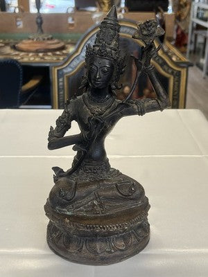 Bodhisattva Manjushri – Bronzeskulptur, wohl China um 1940