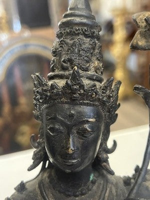 Bodhisattva Manjushri – Bronzeskulptur, wohl China um 1940