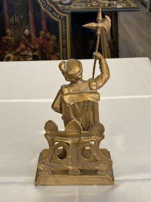 Landsknecht-Figur mit Hellebarde, goldfarben, 26 cm