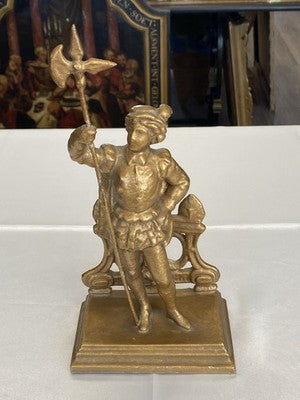 Landsknecht-Figur mit Hellebarde, goldfarben, 26 cm