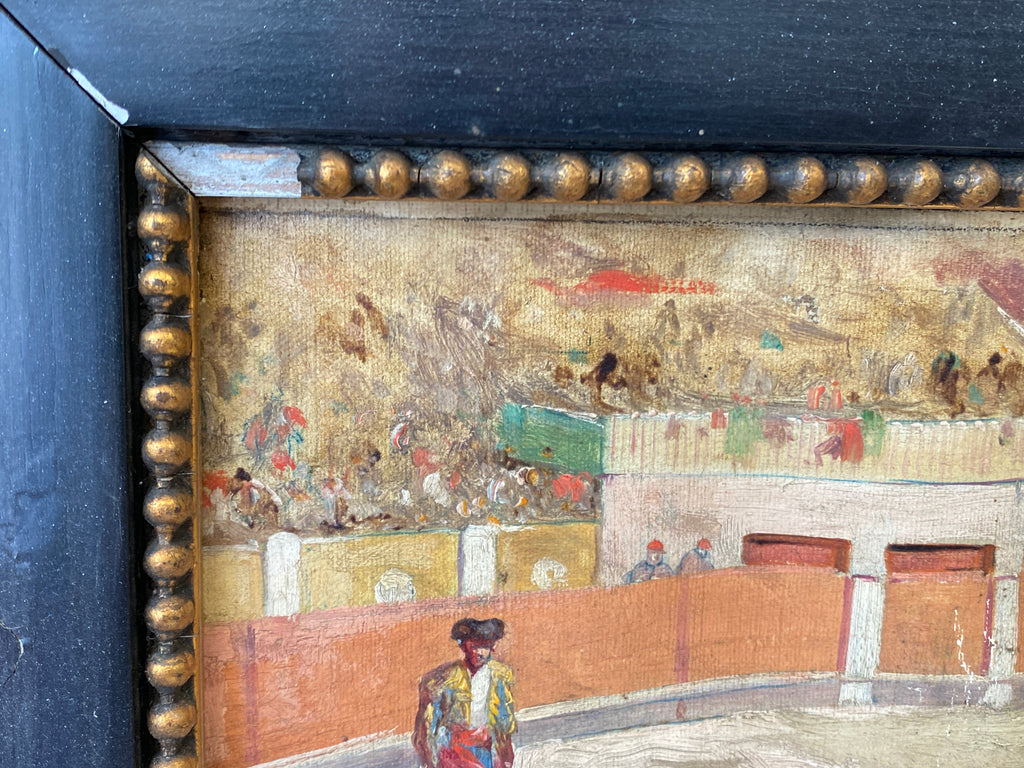 Gouache auf Papier Torrero Szenerie Stierkampfarena signiert