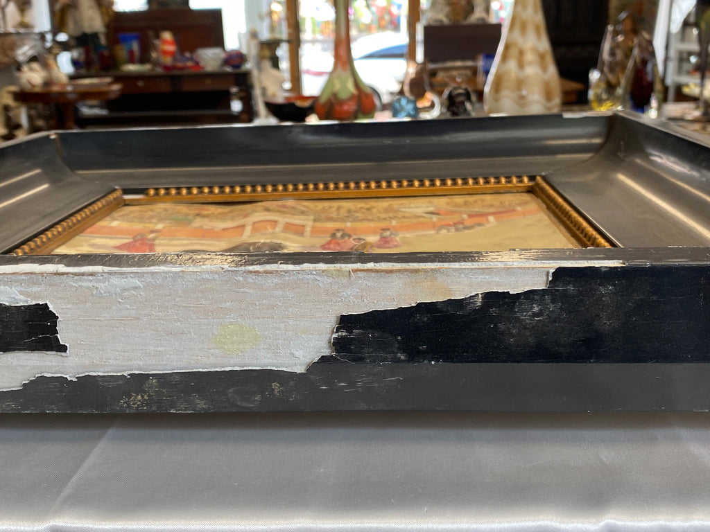 Gouache auf Papier Torrero Szenerie Stierkampfarena signiert