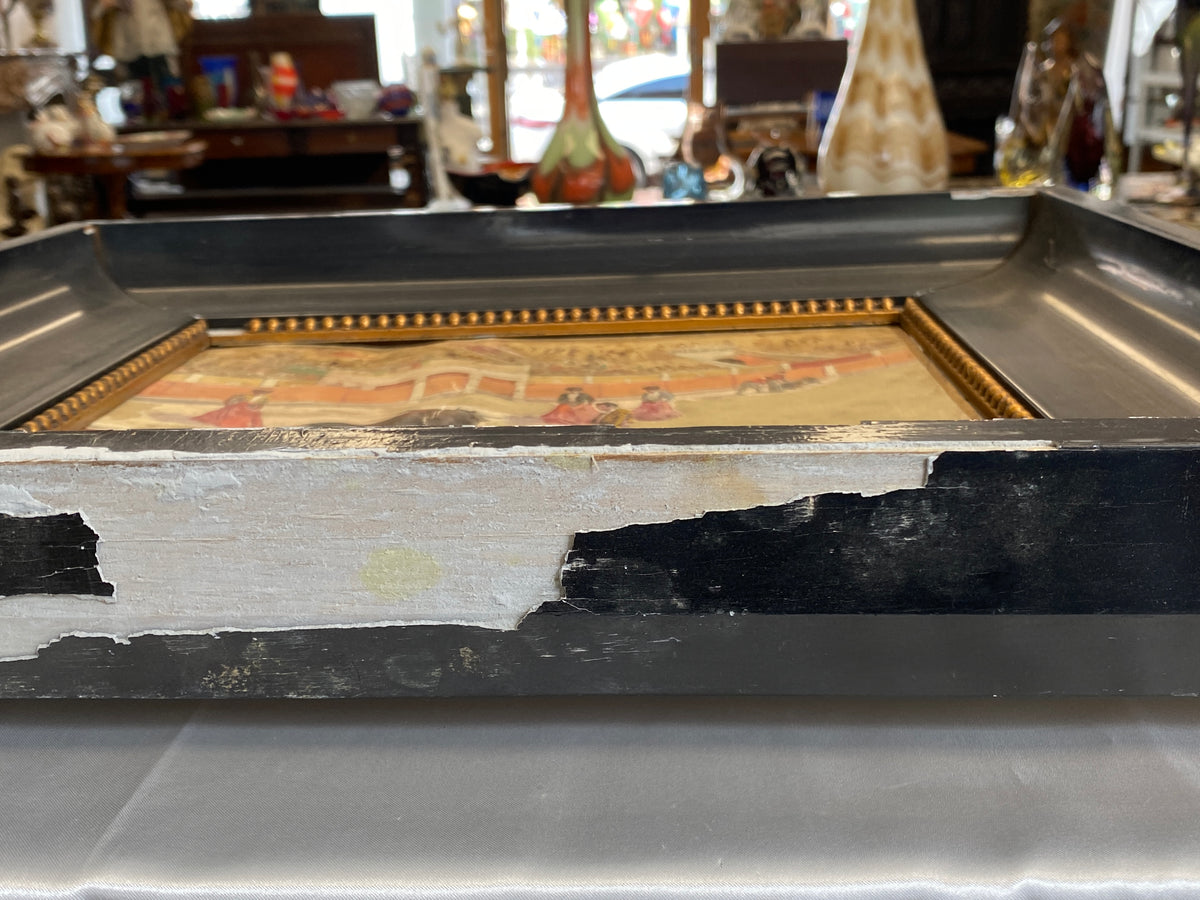 Gouache auf Papier Torrero Szenerie Stierkampfarena signiert