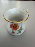 Kleine Meissen Vase Väschen Porzellan, Mohnblume (Deutsche Blume) handbemalt mit Goldrand, Höhe 6,5 cm