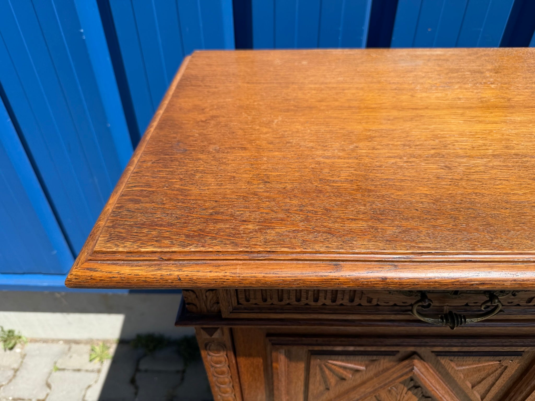 Gründerzeit Vertiko Halbschrank Eiche, antik geschnitzt, Beistellschrank / Nachtkommode, B/H 62/105 cm