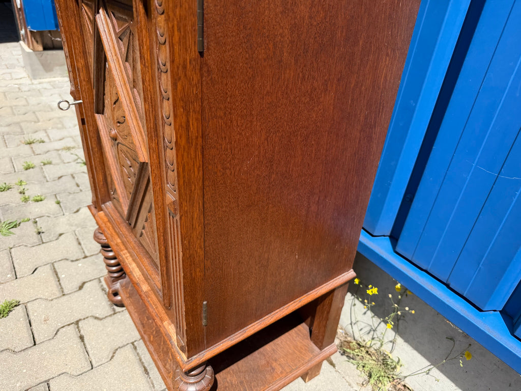 Gründerzeit Vertiko Halbschrank Eiche, antik geschnitzt, Beistellschrank / Nachtkommode, B/H 62/105 cm