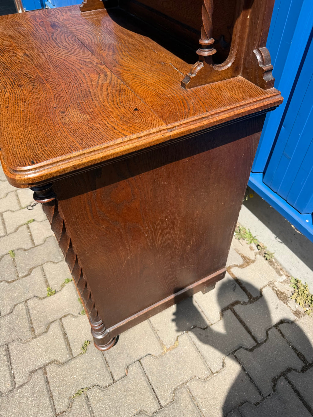 Historismus Anrichte Buffet Eiche mit Aufsatz, geschnitzt, um 1880 (Gründerzeit), B/H 94/147 cm