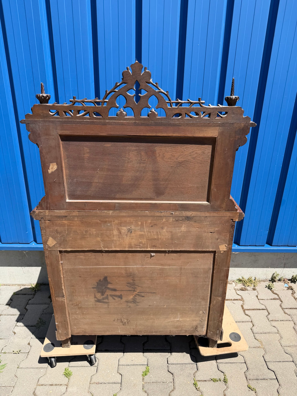 Historismus Anrichte Buffet Eiche mit Aufsatz, geschnitzt, um 1880 (Gründerzeit), B/H 94/147 cm