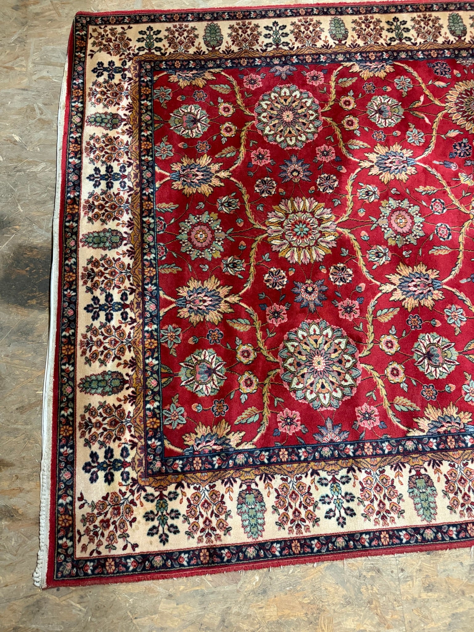 Teppich im Orientdesign, Wolle, rot mit beiger Bordüre, 310 x 197 cm