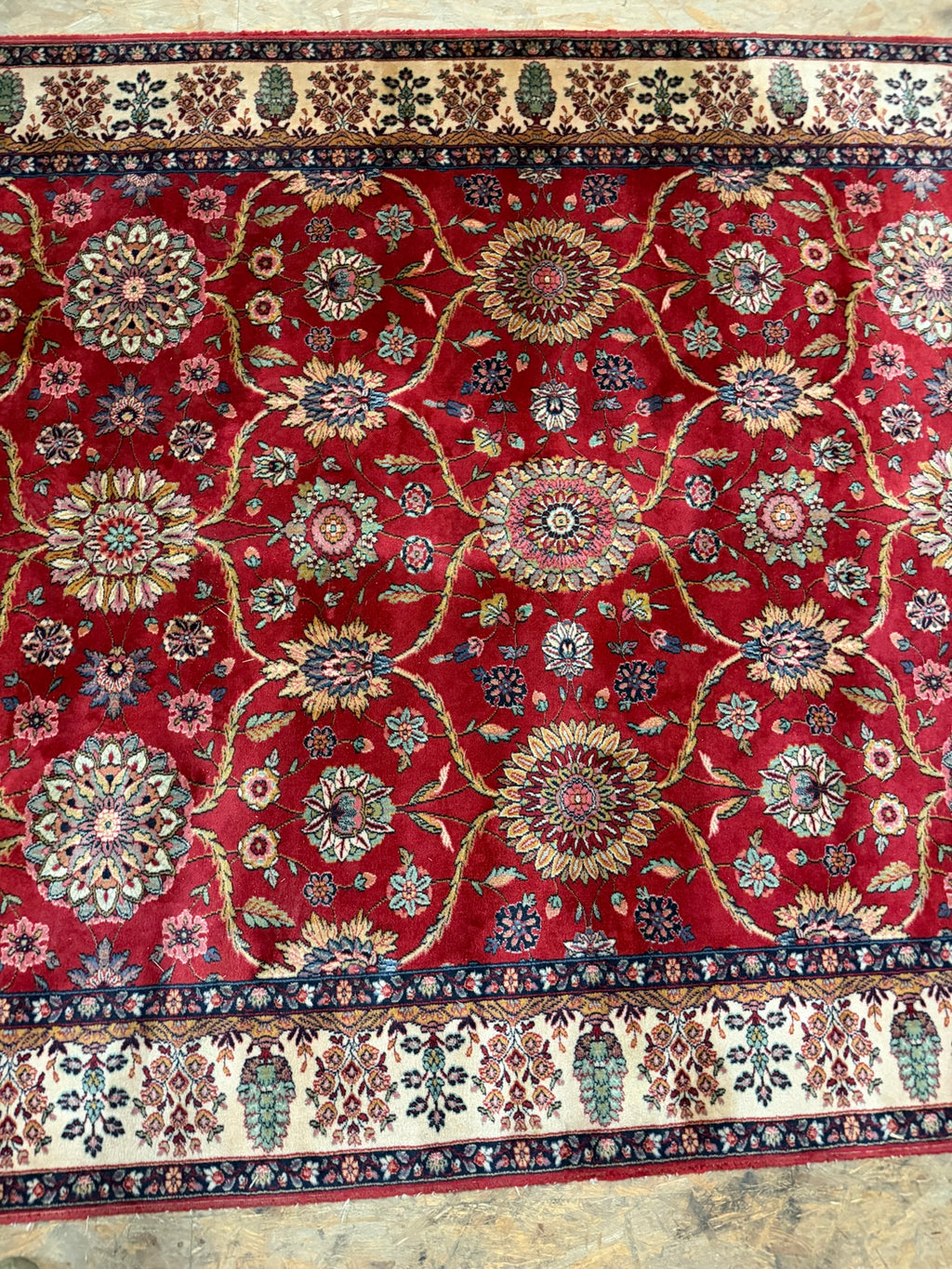 Teppich im Orientdesign, Wolle, rot mit beiger Bordüre, 310 x 197 cm