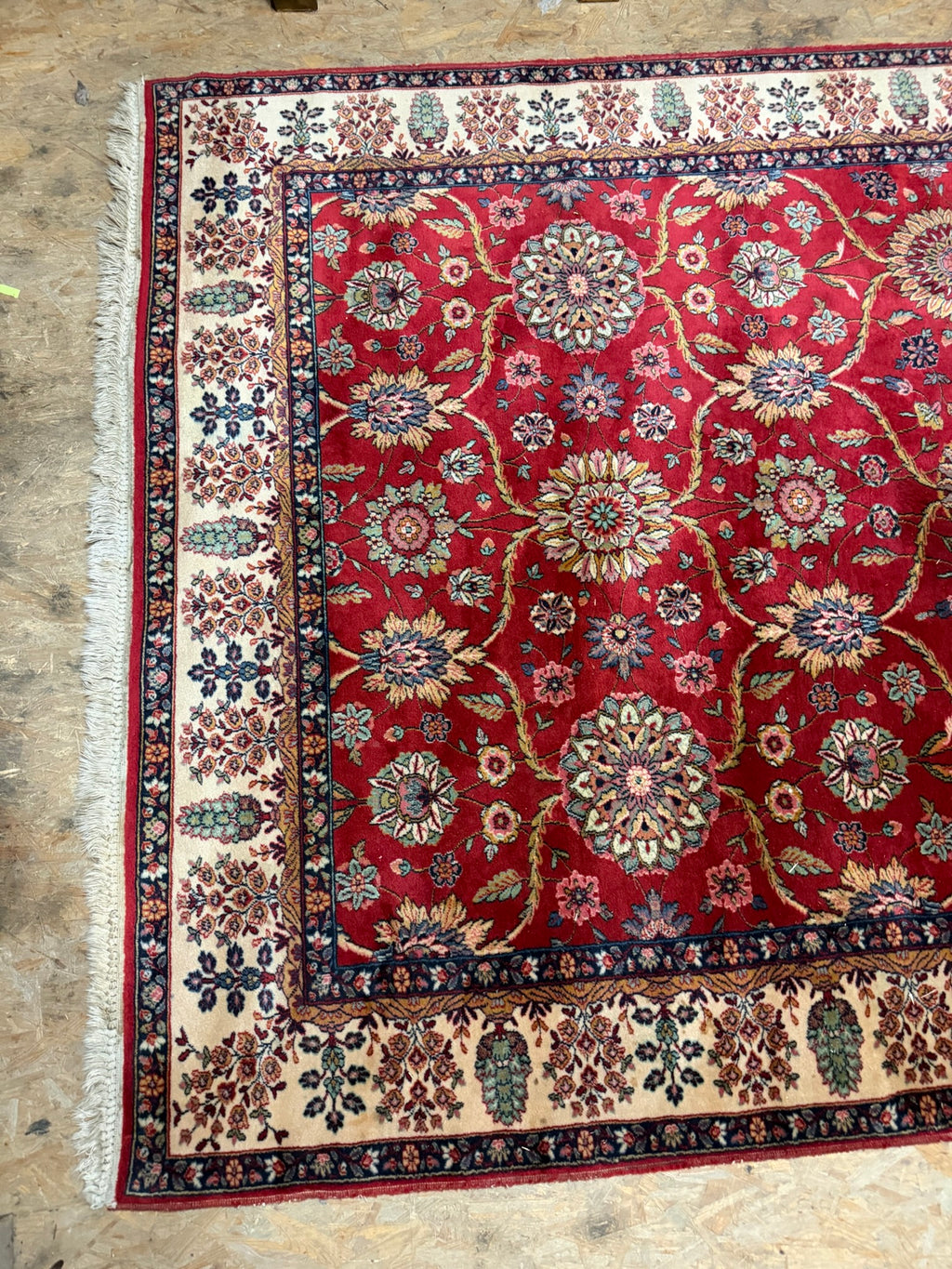 Teppich im Orientdesign, Wolle, rot mit beiger Bordüre, 310 x 197 cm