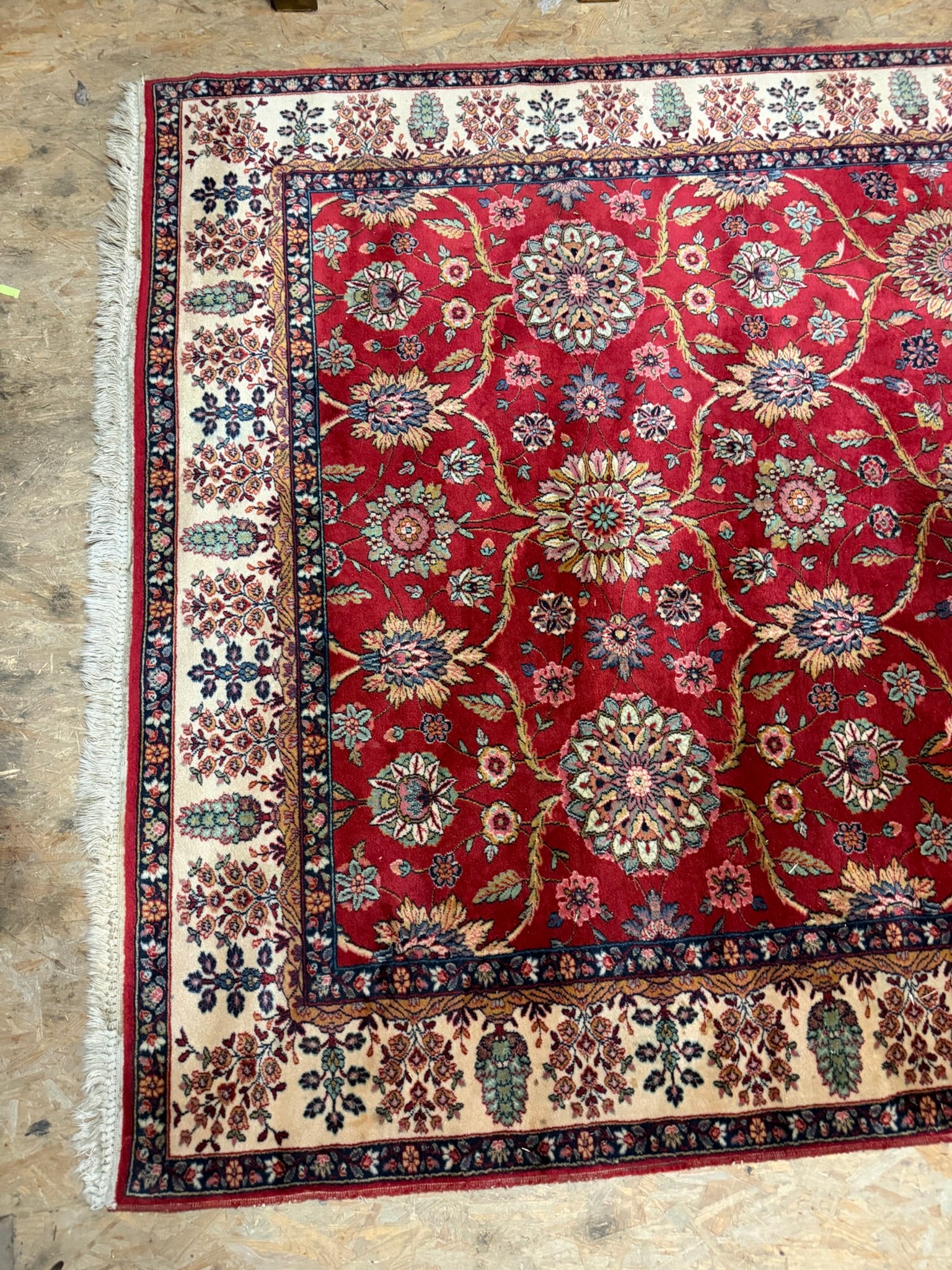 Teppich im Orientdesign, Wolle, rot mit beiger Bordüre, 310 x 197 cm