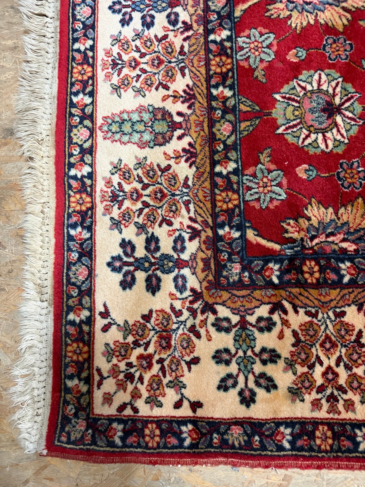 Teppich im Orientdesign, Wolle, rot mit beiger Bordüre, 310 x 197 cm