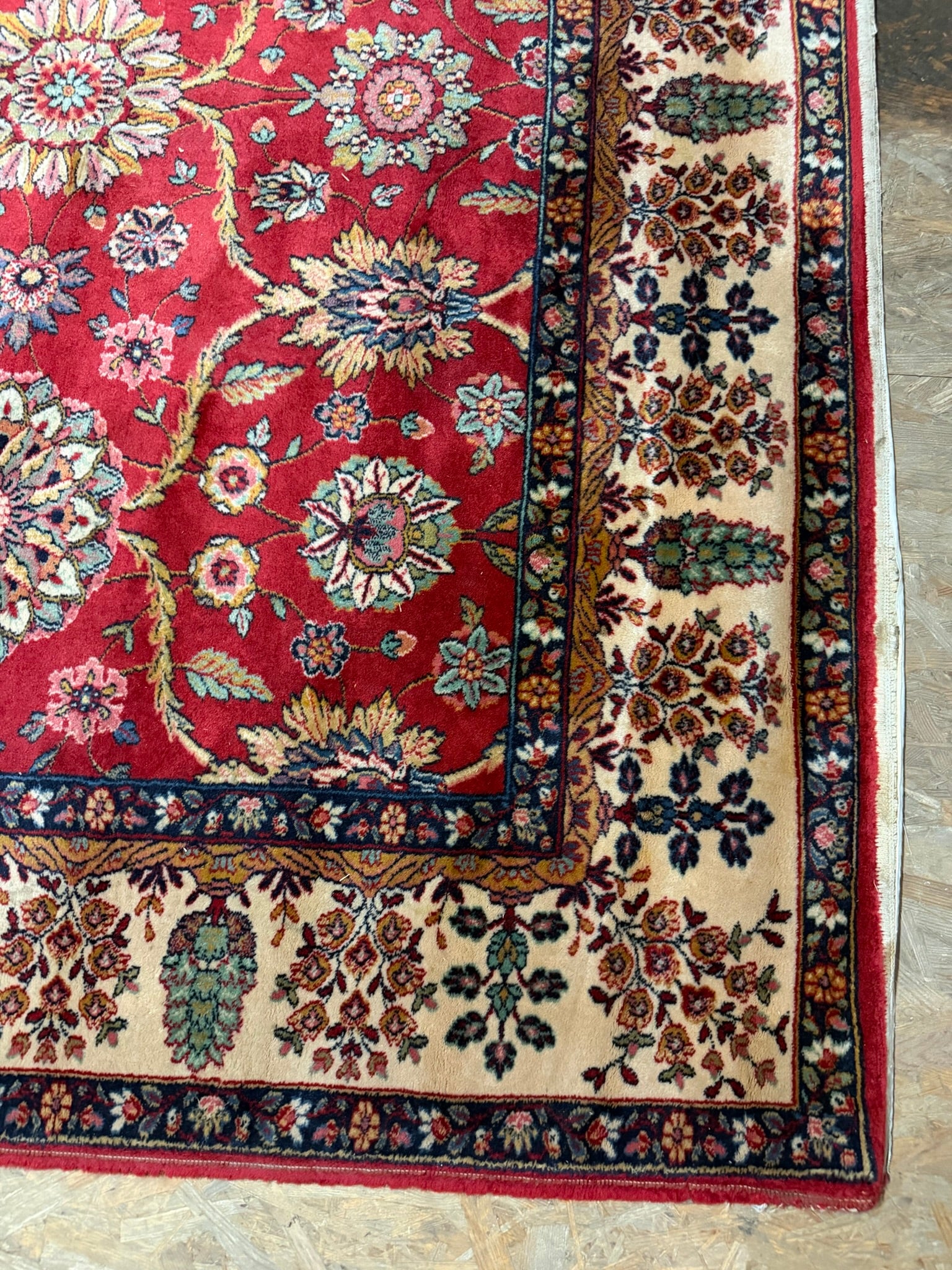 Teppich im Orientdesign, Wolle, rot mit beiger Bordüre, 310 x 197 cm