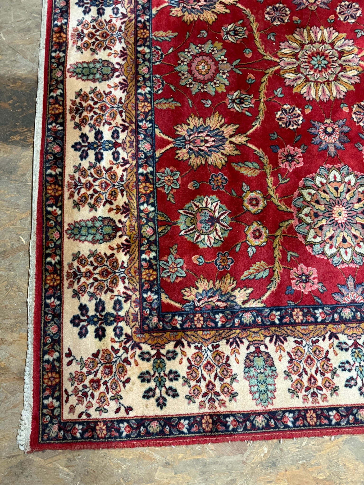 Teppich im Orientdesign, Wolle, rot mit beiger Bordüre, 310 x 197 cm