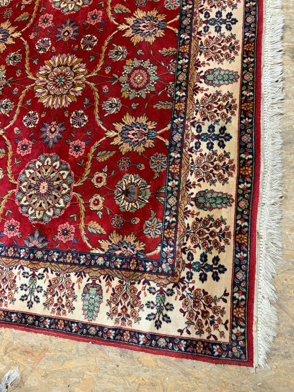 Teppich im Orientdesign, Wolle, rot mit beiger Bordüre, 310 x 197 cm