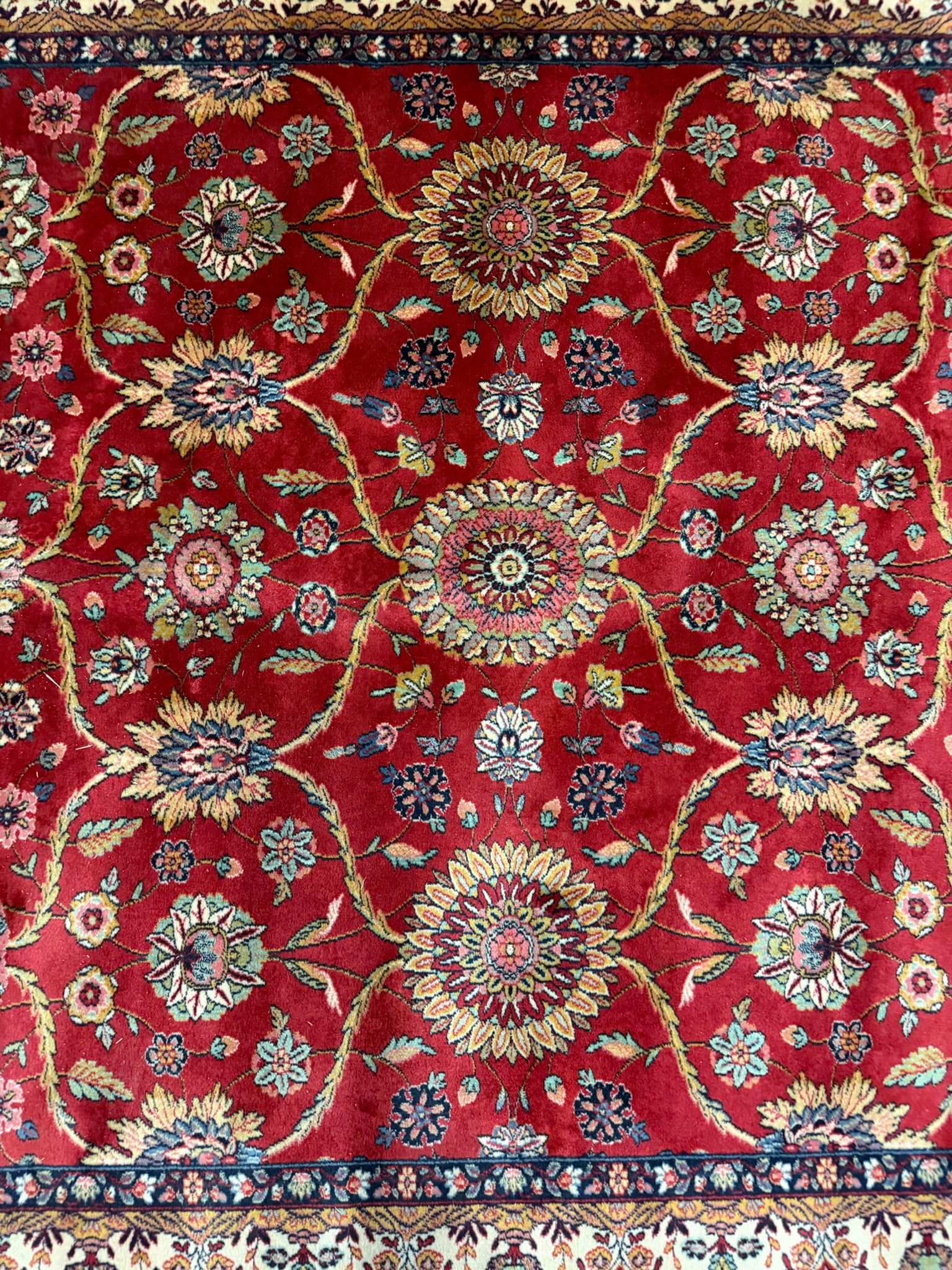 Teppich im Orientdesign, Wolle, rot mit beiger Bordüre, 310 x 197 cm