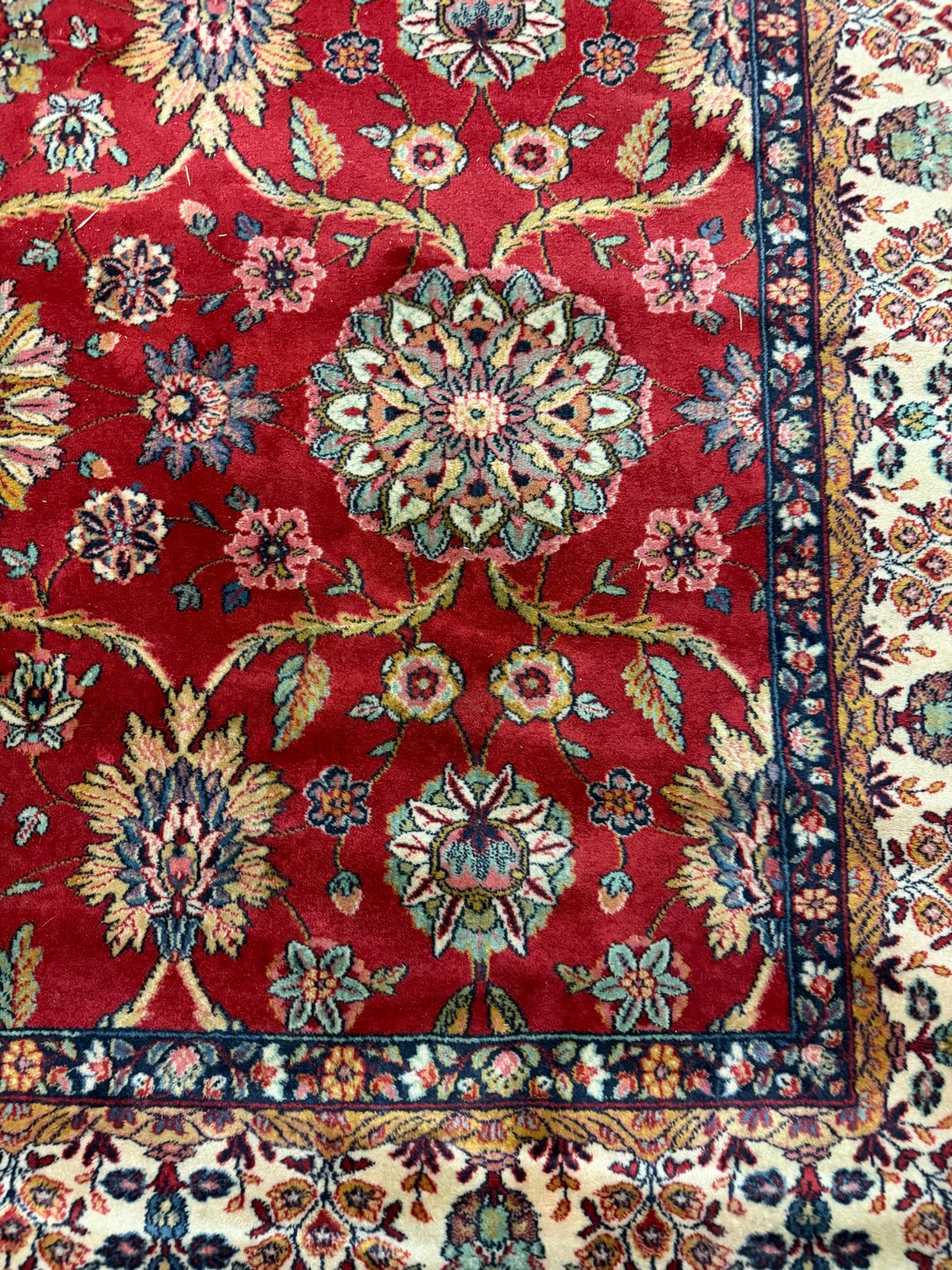 Teppich im Orientdesign, Wolle, rot mit beiger Bordüre, 310 x 197 cm