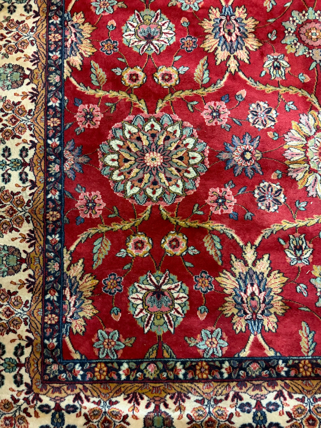 Teppich im Orientdesign, Wolle, rot mit beiger Bordüre, 310 x 197 cm