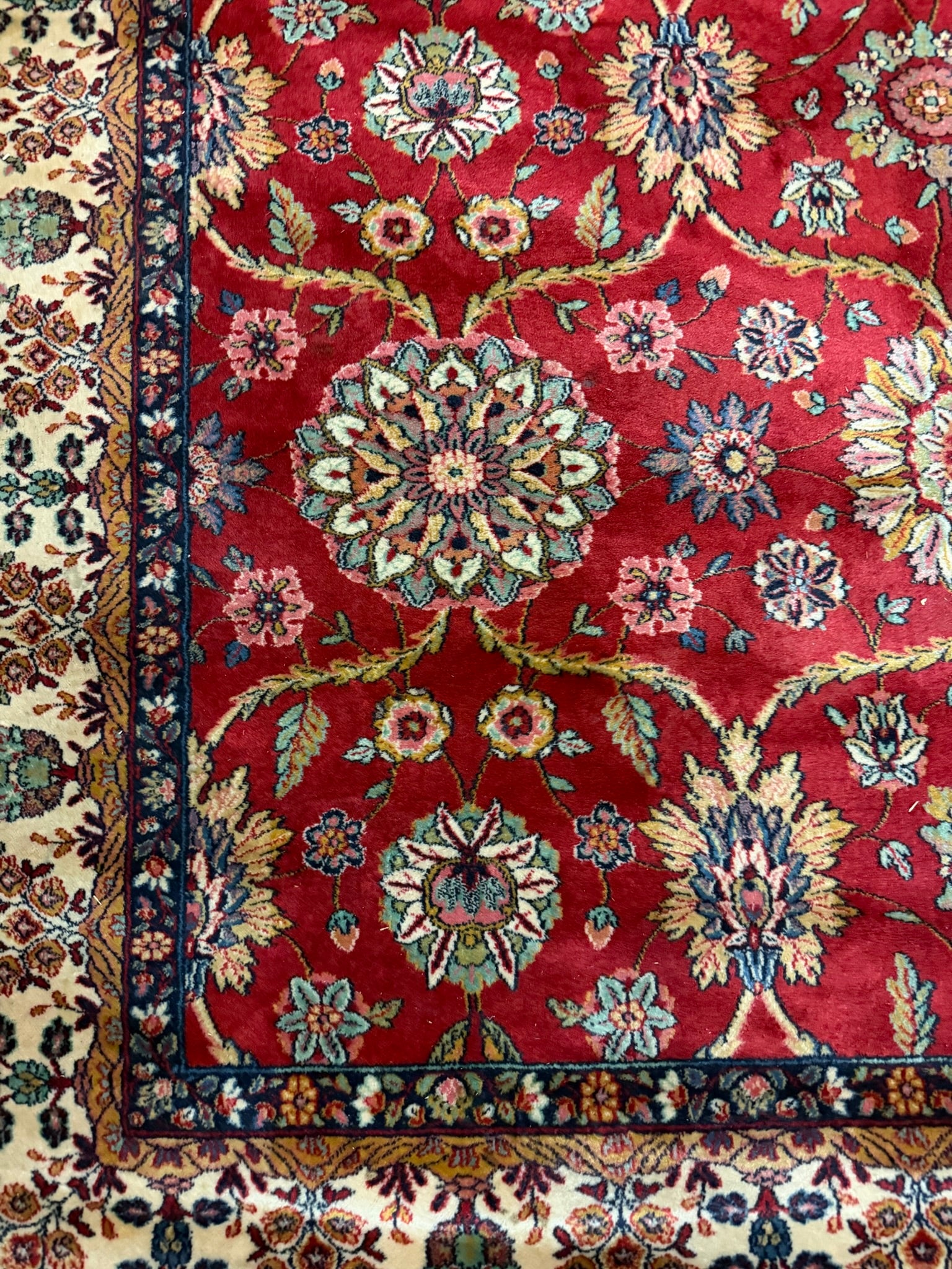 Teppich im Orientdesign, Wolle, rot mit beiger Bordüre, 310 x 197 cm