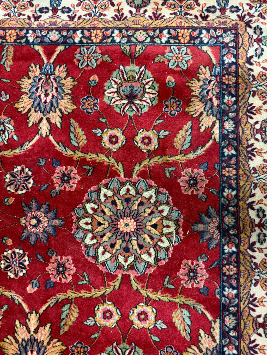Teppich im Orientdesign, Wolle, rot mit beiger Bordüre, 310 x 197 cm