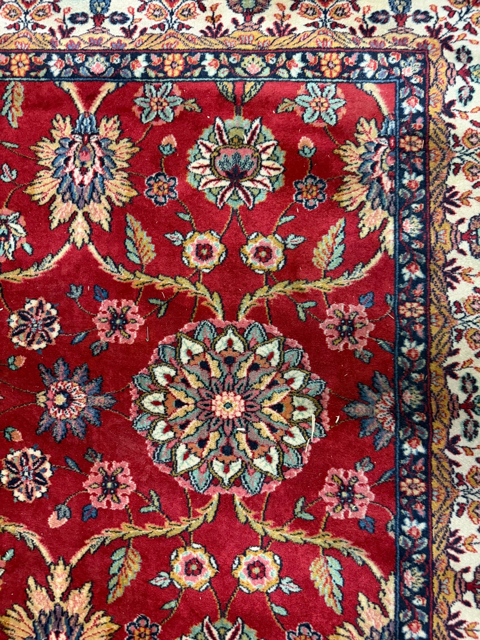 Teppich im Orientdesign, Wolle, rot mit beiger Bordüre, 310 x 197 cm