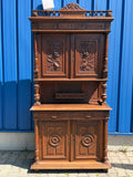Buffet Henri II, Eiche, um 1880, dreiteilig mit originaler Krone
