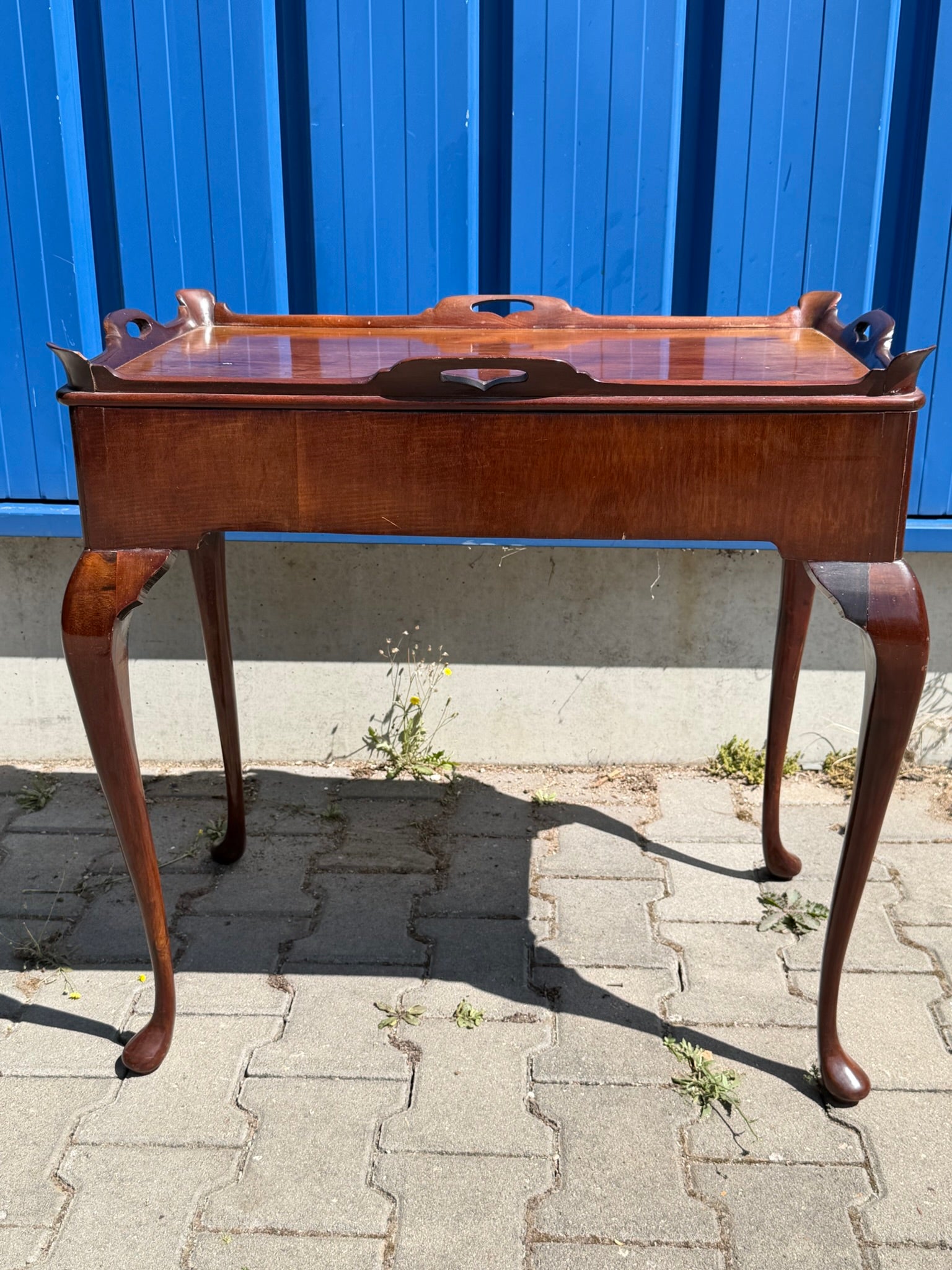 Beistelltisch Mahagoni, Queen Anne, um 1880, Teetisch mit Schublade
