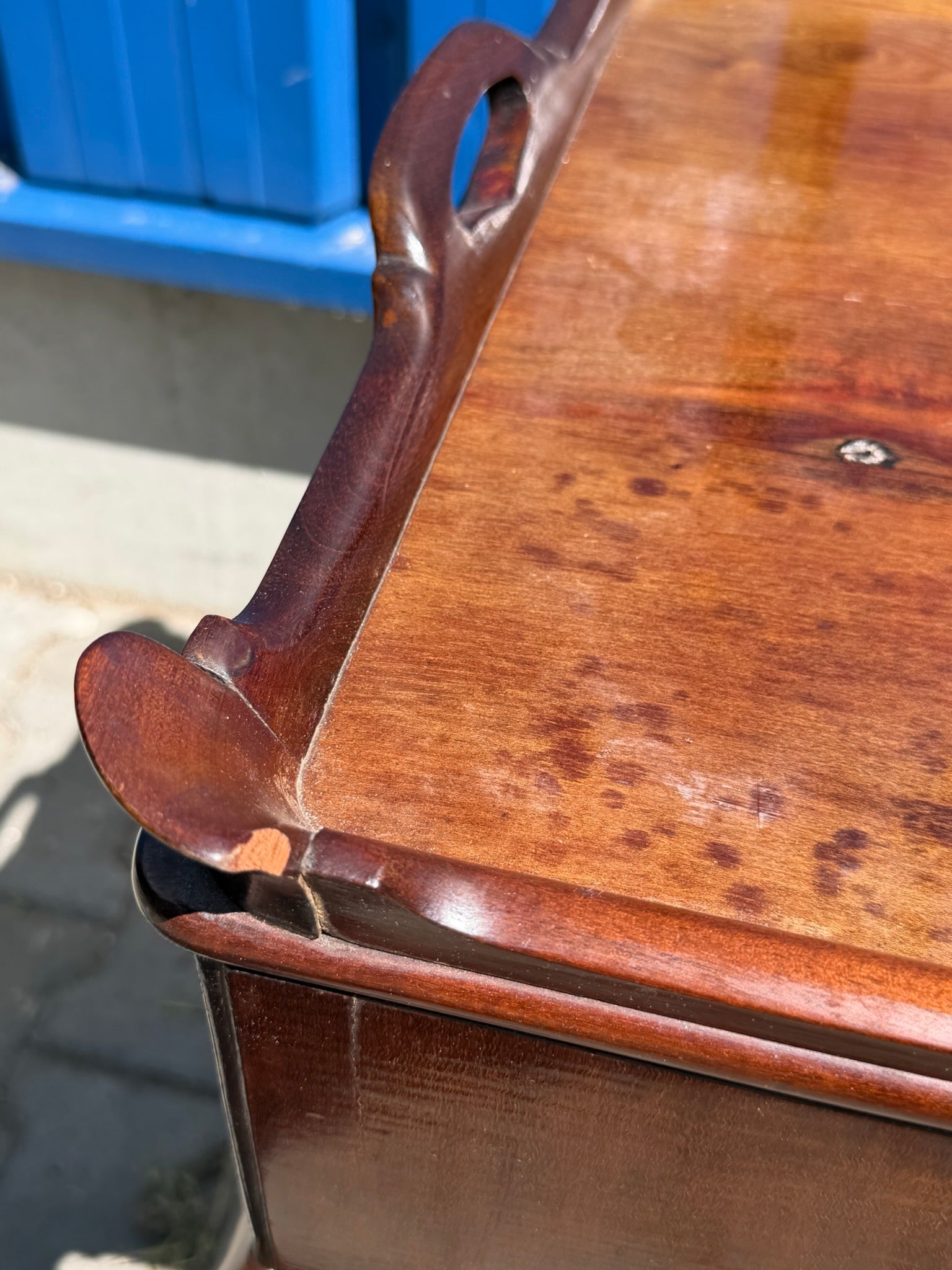 Beistelltisch Mahagoni, Queen Anne, um 1880, Teetisch mit Schublade