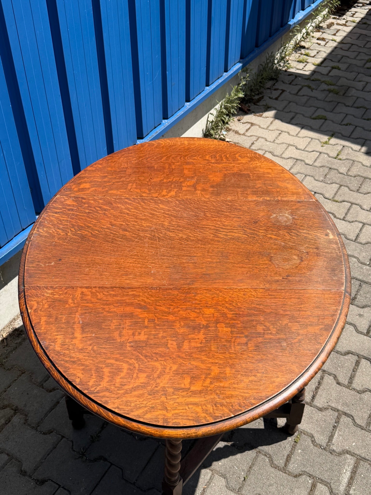Tisch Eiche, englischer Gate-Leg-Klapptisch um 1880, gedrehte Beine