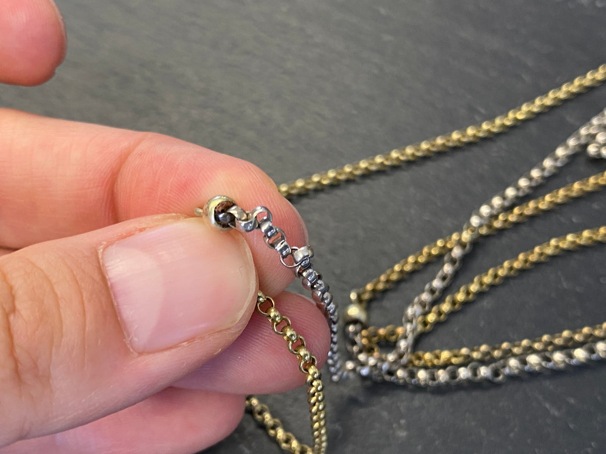 Lange Taschenuhrkette Bicolor – 585 Gold & 925 Silber, Uhrenkette / Sautoir ca. 73 cm