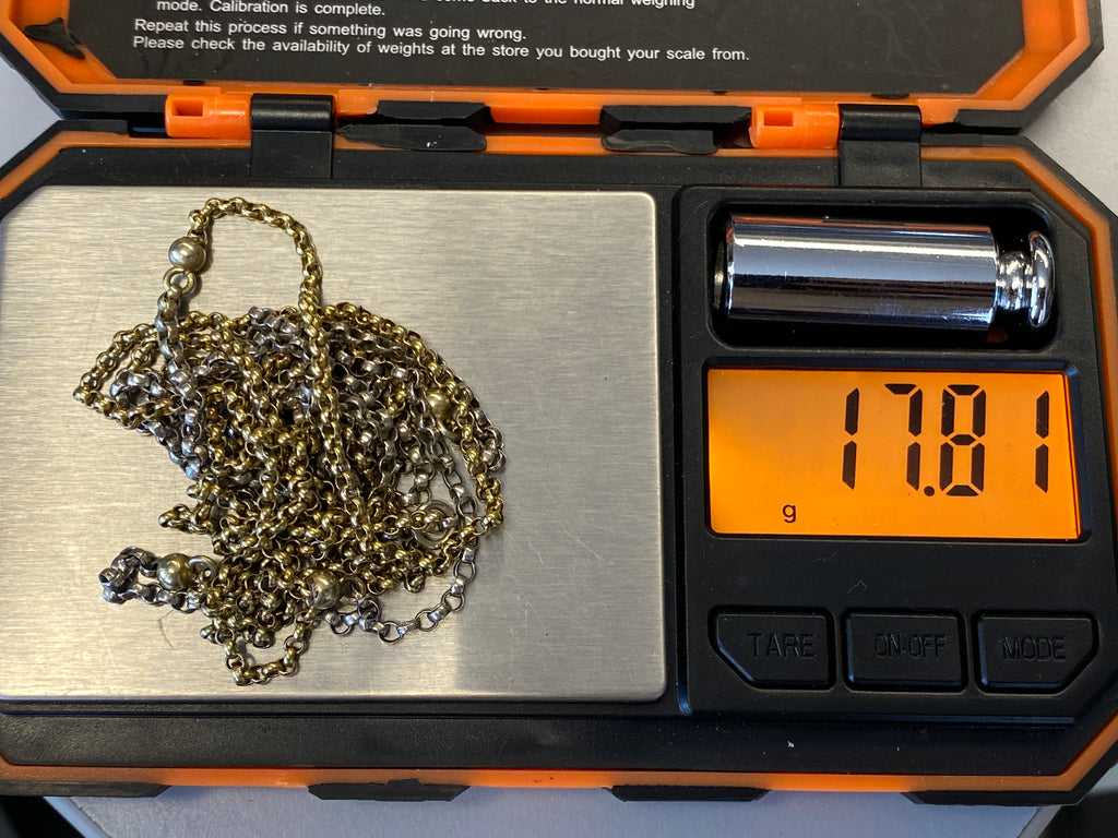 Lange Taschenuhrkette Bicolor – 585 Gold & 925 Silber, Uhrenkette / Sautoir ca. 73 cm
