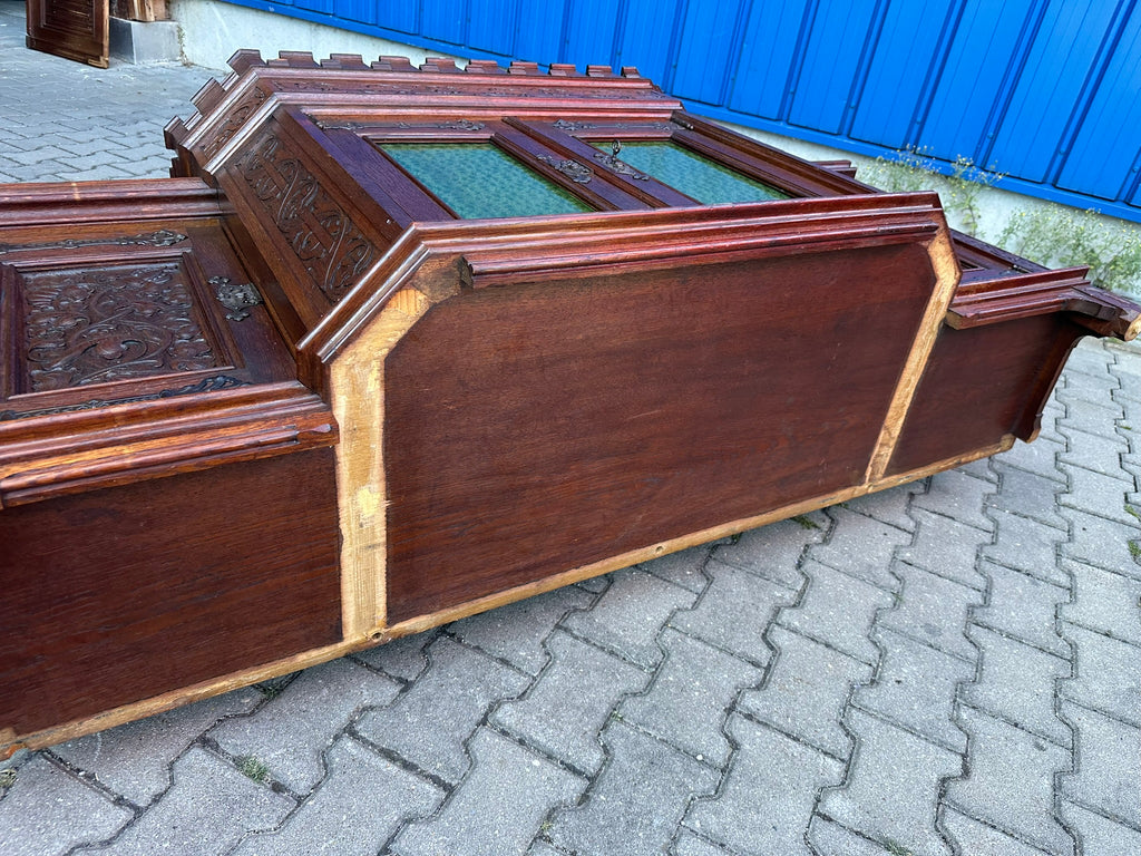 Buffetschrank Eiche Anrichte Historismus 19. Jahrhundert – geschnitztes Weinlaub, Neugotik &amp; Renaissance, zweiteiliges Aufsatzbuffet, deutsch