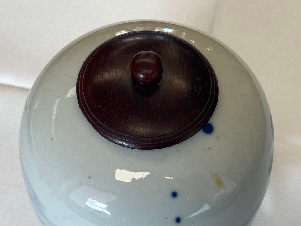 Chinesische Teedose, blau-weiß – Unterglasurmalerei, 19. Jahrhundert