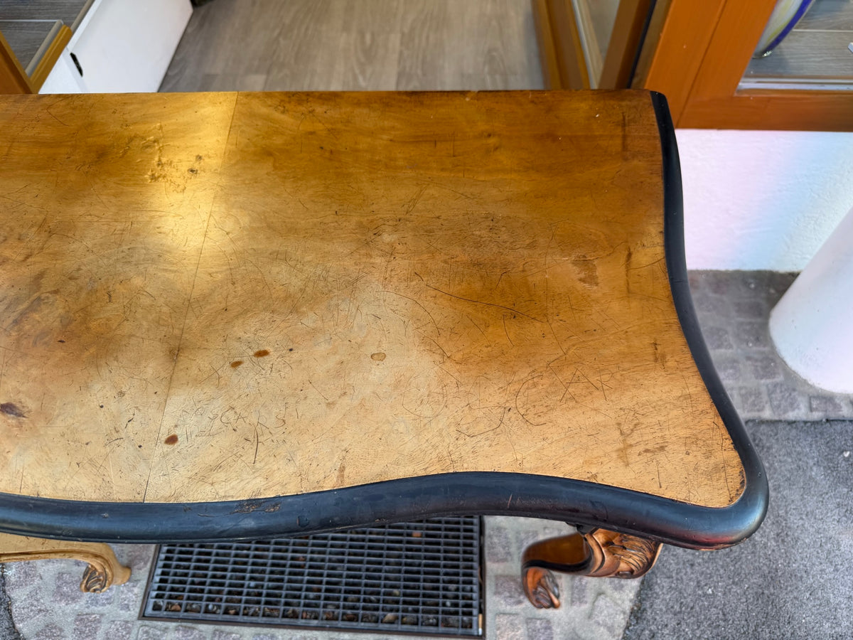Spieltisch Kartentisch Nussbaum – Willem III, niederländisch um 1860, aufklappbarer Klapptisch / Konsole mit Filzauflage