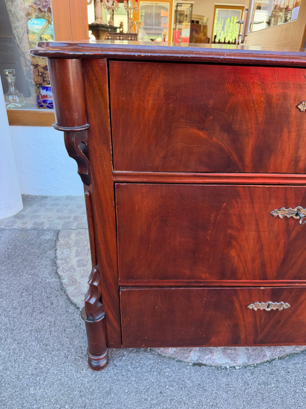 Kommode Mahagoni Louis Philippe antik um 1860 3 Schubladen originale Beschläge