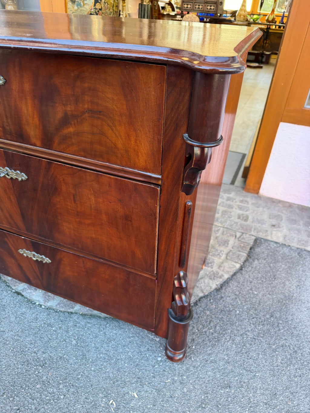 Kommode Mahagoni Louis Philippe antik um 1860 3 Schubladen originale Beschläge