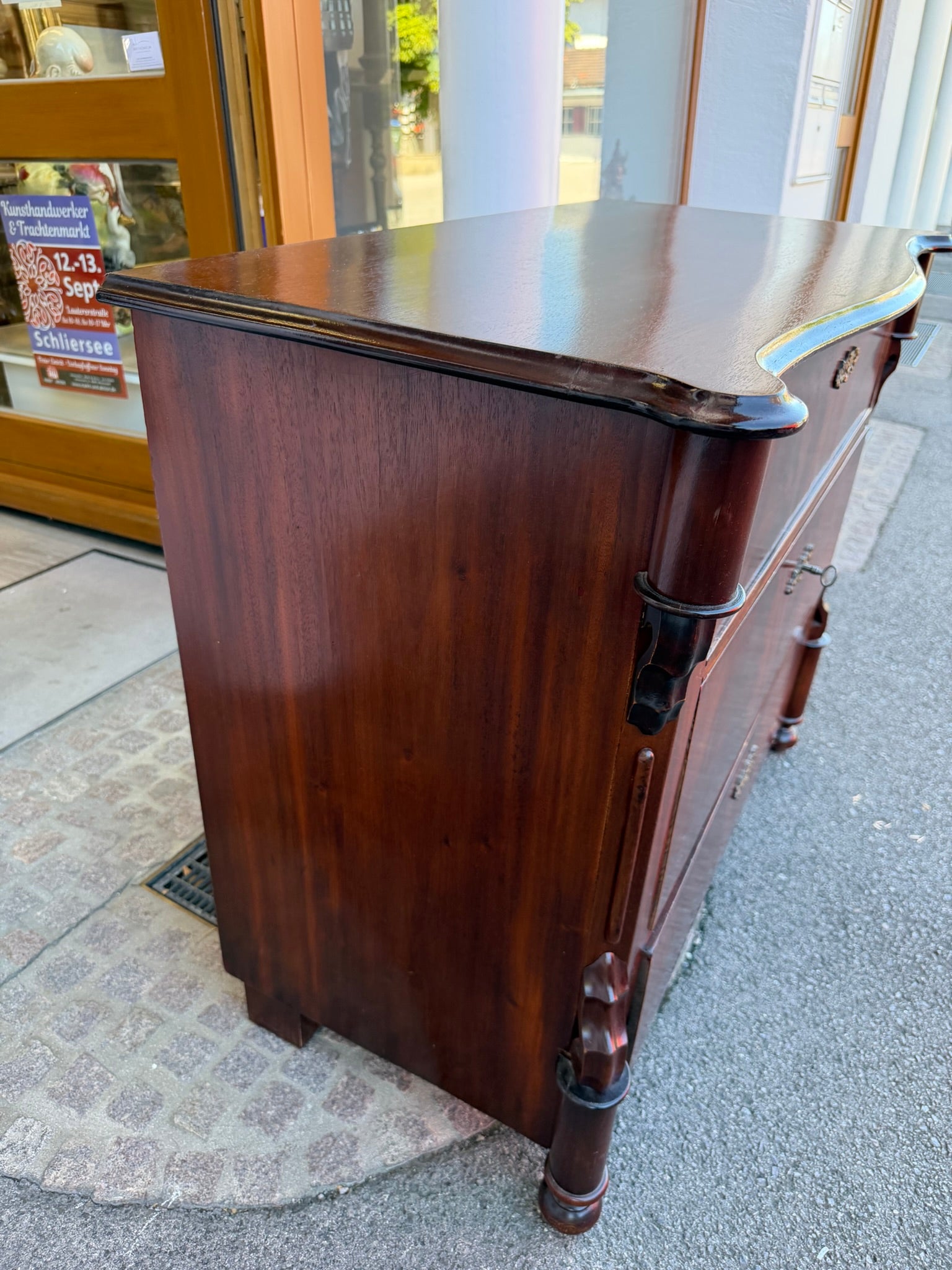 Kommode Mahagoni Louis Philippe antik um 1860 3 Schubladen originale Beschläge
